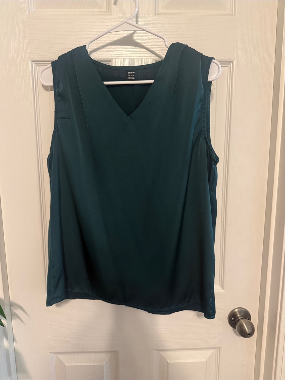 SHEIN Teal faux satin V-Neck Sleeveless Camisole